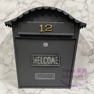 [Grocery King] House Type Mailbox Brushed Silver WELCOME Including Number Supermarket Pick-Up Shopee