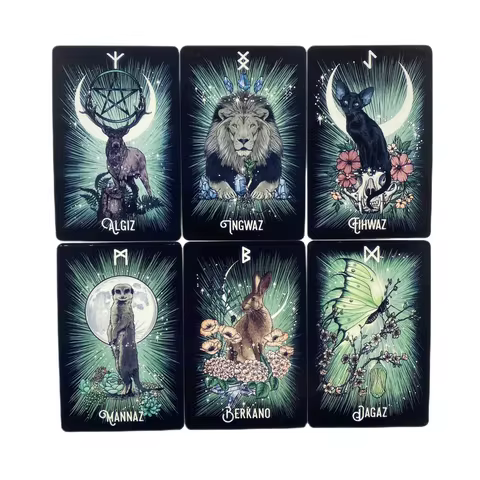 The Witch'S Familiar Runic Oracle 24 Card Indie Tarot Deck Runes Rune Cards Animal Oracle Animal Tar