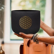 Hye-eun 528Hz 8Inch C Note Crystal Singing Bowl with Life Flower Chakra Sound Bowl