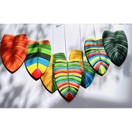 Set of 7 Hand-painted Boho Decor Wooden Leaves 28cm - Outstanding Color Wall Paintings Home Decor Ca