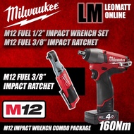 Milwaukee M12 FUEL 1/2" Impact Wrench + 3/8" Impact Ratchet Set