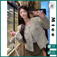 Elegant gray Mtee tweed evening gown, Korean style vintage women's evening gown -AK63