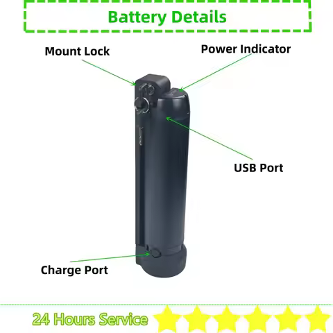 Side Open Water Bottle Ebike Battery 36V 9Ah 10Ah 24V 10Ah 15Ah Down Tube Dolphin Battery with Charg
