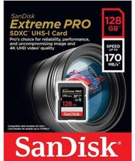SanDisk 128GB 128G Extreme PRO 170MBs SDXC SDHC SD 4K 記憶卡