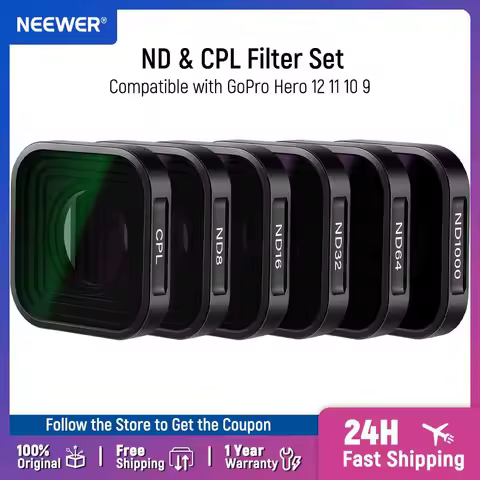 Neewer 4-Piece Lens Filter ND Filter Kit for GoPro Hero 10 9 Multi-Coated Filter Set ND4-ND32 Neutra