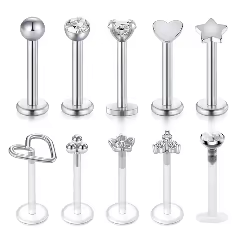 Lip Rings Acrylic Tragus Helix Piercing Jewelry Stainless Steel Earrings for Women Heart Star Forwar