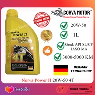 Corva Motor Norva Power II 20W-50 4T Api Sl/Cf Jaso Ma 1L Minyak Hitam 4T Motorcycle Engine Oil Minyak 4T