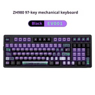 Zuohe ZH980 EV001 คีย์บอร์ดแบบกลไก ZH980ไร้สายสามโหมด EV001ปุ่มกด PBT แบบโปร่งใสไฟสี RGB คีย์ปลั๊กเอ
