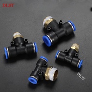 Pneumatic Trachea Quick Connector T-Type Tee OD 4 6 8 10 12mm Male Thread M5 1/8 "1/4" 3/8 "1/2" BSP