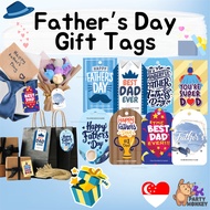 PartyMonkey Father's Day Gift Tag Custom Present Box Flower Bouquet Best Dad Ever Personalize Hang T