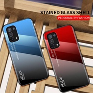 OPPO A95 A94 A55 A54 A16 Case Glossy Gradient Tempered Glass Soft Frame Phone Case Cover OPPO A95 A 