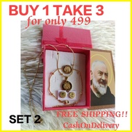 ✻ △ ✒ ST. PADRE PIO HEALING SET (necklace, earrings, bracelet)