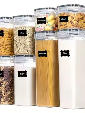 Food Jars And Jars,9.5L Sealed Food Storage Containers With Labels For Pasta, Flour, Sugar, Rice, Gr