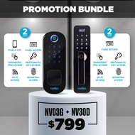 NOVAS Bundle 1B Promo | NV03G Smart Digital Gate Lock and NV30D WIFI Digital Door Lock in Black | FREE INSTALLATION