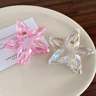 2pcs/1pc 7cm/2.76in Pentagram Shaped Pink & White Lightweight Plastic Hair Clips, Fashion Versatile