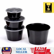 BLACK ROUND CONTAINER included LID / 50 SETS PER PKT/ R12B/ R16B/ R20B/ R25B/ R30B/ BULAT HITAM CONT