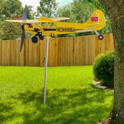 3D Plane Weather Vane Creative Chic Metal Airplane Roof Weather Vane Anti-corrosion Weatherproof Orn