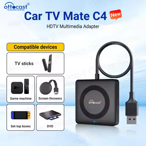 OTTOCAST Car TV Mate Pro C4 for HDMI Multimedia Adapter Wireless CarPlay Android Auto Box Video Conv