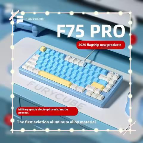 FURYCUBE F75 PRO Mechanical Keyboard RGB Wireless Gaming Aluminum Alloy Three Mode Hot Swap Gasket C