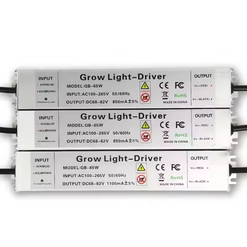 65W 85W LED Driver Power Supply With 1.5m Switch EU US Plug Cable Constant Current 850mA 1100mA Grow