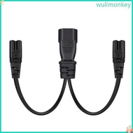 WU 32cm IEC320 C14 to IEC320 C7+IEC320 C7 AC-Power Extension Cable Adapter Cord