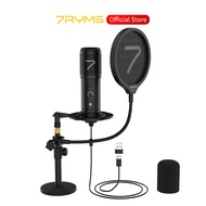 7RYMS Condenser USB Mic AU01-K2 Studio Microphone Kit with Desk Stand, Pop Filter and Real-time Moni