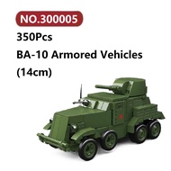 ✨BA-10 Armored Vehicles WW2 Building Blocks 350 Pcs Third Party Tank Bricks Toy Set Assembly Model