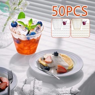 50Pcs Dessert Cups 9Oz Plastic Drinking Cups Reusable Gold Glitter Wine Water Cups SHOPQJC0898