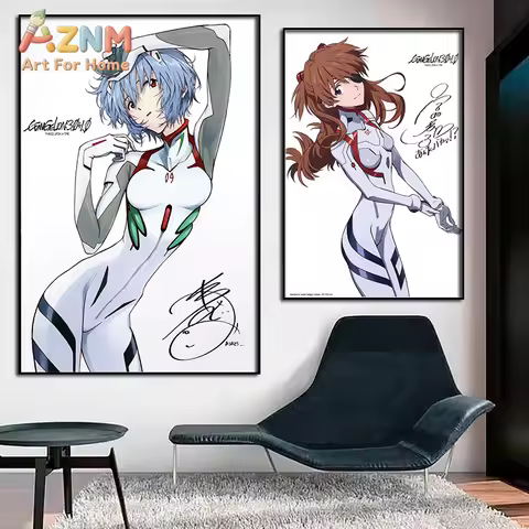 Neon Century Evangelion Final Animation Poster EVA Asuka Ayari 2D Frameless Canvas Painting Bedroom 