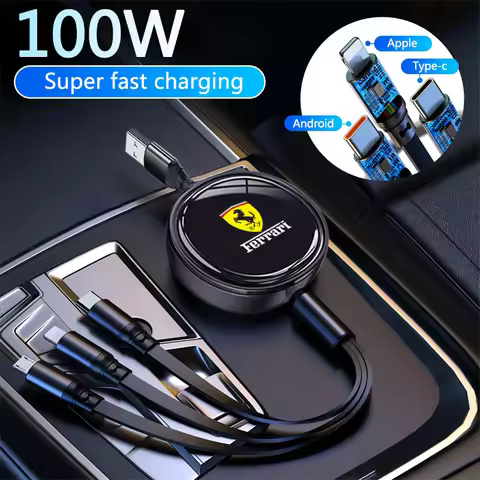 3-in-1 Micro Data Wire USB Type C Fast Charger Cable For Ferrari Roma F80 296 GTB GTS SF90 Stradale 