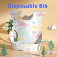COSYK Disposable Bib with Food Catcher Pocket Baby Feeding Towel Burp Cloth Single Use BLW