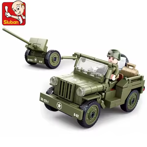 143Pcs Military Vehicle Normandy Landing US WILLYS Car Building Blocks Kits Army Car Classic Model B