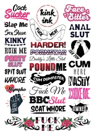 Kink Ink - 27 Hardcore Words and Phrases Sexy Naughty Kinky Temporary Tattoo for Adults