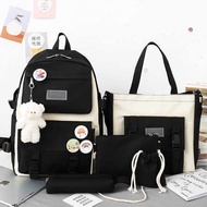 5-Piece Canvas School Bag Set for Teen Students