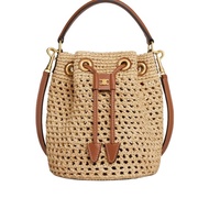 Celine 女士 TEEN CLARA 拉菲草和小牛皮單肩包均碼碼16cm*19cm*16cm