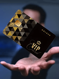 4pcs Black & Gold Plaid VIP Credit Card Stickers, Suitable For EBT, Transportation Passes, Credit/De