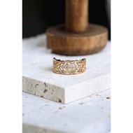 2023 New Style agete Gold-Plated French Retro Palace Hollow Lace Window Grille Open Ring