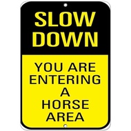 Lilyanaen New Metal Sign Aluminum Sign Quote Sign Slow Down You are Entering A Horse Area Traffic Si