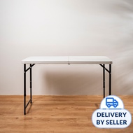 HOUZE 122cm/4ft HDPE Folding Table with Black Legs (White)