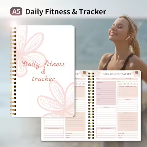 A5 Daily Fitness & Diet Tracker Notebook A5 Spiral Planner Water Intake Exercise To Do List Healthy 