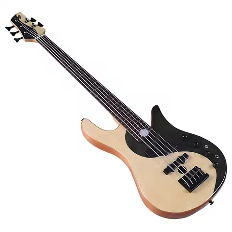 Ying Yang Bass Active 5 String 6 String Electric Bass Guitar White Maple & Black Flame Maple High Gl