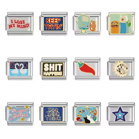 Fashion Women Italian Charm Store Italian Charm Bracelet 9mm Stainless Steel Diy Chili Star I Lost M