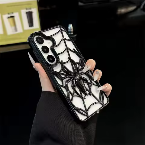 Fashion Spider Hollow Phone Case For Samsung Galaxy A54 A06 A55 A16 A26 A36 A56 S22 S23 S25 Ultra Pl
