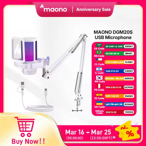 maono Gamerwave DGM20S USB Microphone Gaming Mic Condenser Mic RGB Mic Noise Canceling Mic with Mic 