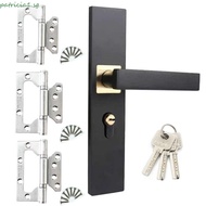 PATRICIA1 Interior Door Handle Lockset, Black Universal Door Handle Lock Keys Set, Door Stop Square with Keys Easy Install Bedroom Door Lock Bedroom