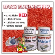 RED FLAKE • Epoxy Flake Coating Set c/w Painting Toolset • Refurnishing Floor • No Hacking • Waterproofing