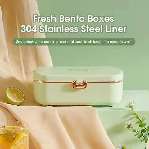 Electric Lunch Box Portable Food Warmer Water Free Bento Box Stainless Steel Food Warmer Office Food