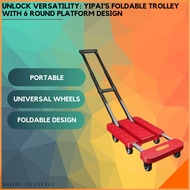 Ready Stock YIPAI Foldable trolley Universal wheel Platform car The six round Portable 200kg (black)