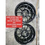 USED SPORT RIM 15 INCH TC105N AOW IN SPARE TAYAR RM180 1 BIJI VIOS MYVI CITY WIRA