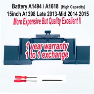 Battery A1494 / A1618 8880mAh (High Capacity) for 15 A1398 Late 2013-Mid 2014 2015 Free Screwdriver_
